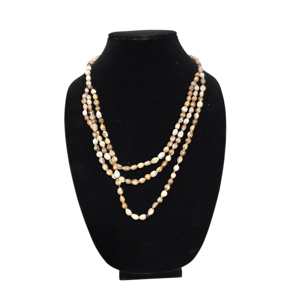 Bead Necklace 3 Strand Beaded Natural Boho Beachy‎ Long Fashion Jewelry